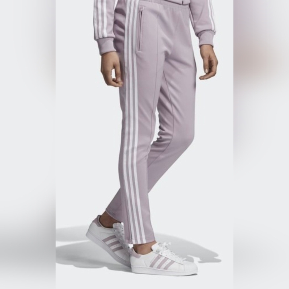 Adidas Lavender Joggers with White Accents